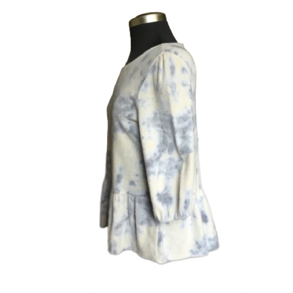 W5 by Anthropologie Blue Tie Dye Cloud Design Babydoll Style Top Peplum Bottom S - Picture 3 of 6